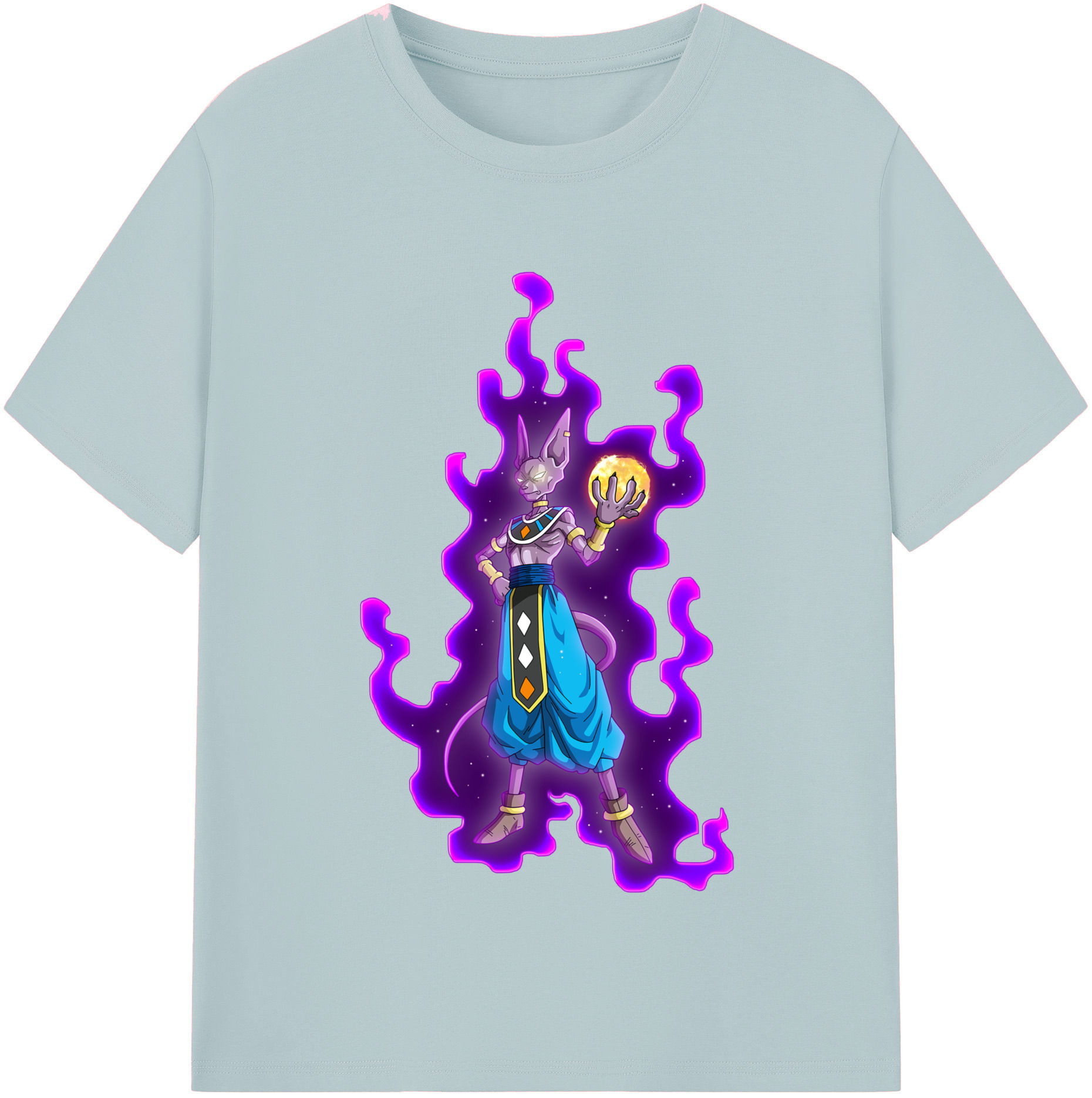 （画像用） ドラゴンボール ビルス 破壊神ビルス DRAGON BALL Beerus Birusu 綿100％半袖Tシャツ（フロントプリント）